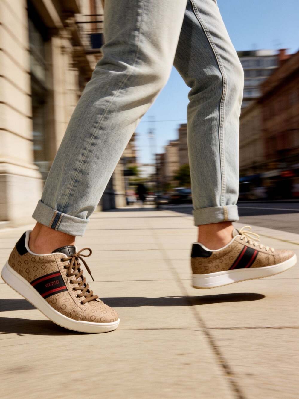 GUESS Lawrenzz Men's Branded Lace-Up Casual Logo Sneakers